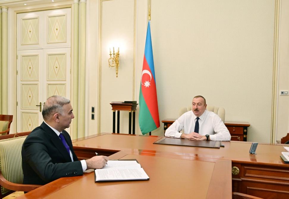 President Ilham Aliyev receives Vugar Ahmadov on his appointment as chairman of Azerishig Open Joint Stock Company (PHOTO)