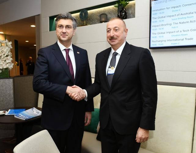 Президент Ильхам Алиев встретился в Давосе с министром иностранных дел Хорватии