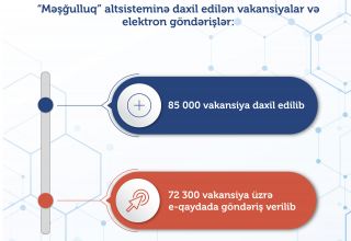 “Məşğulluq” altsisteminə daxil edilmiş 72 300 vakansiya üzrə e-qaydada göndəriş verilib