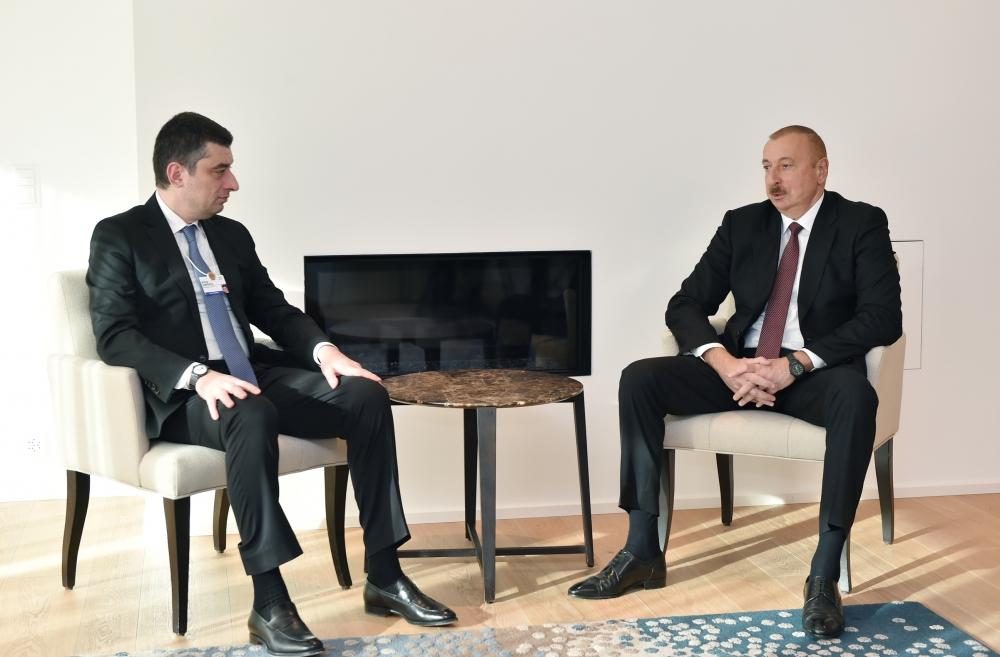 В Давосе состоялась встреча Президента Ильхама Алиева и премьер-министра Грузии (ФОТО)