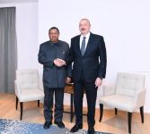 В Давосе состоялась встреча Президента Ильхама Алиева с генеральным секретарем ОПЕК Мохаммедом Баркиндо (ФОТО)