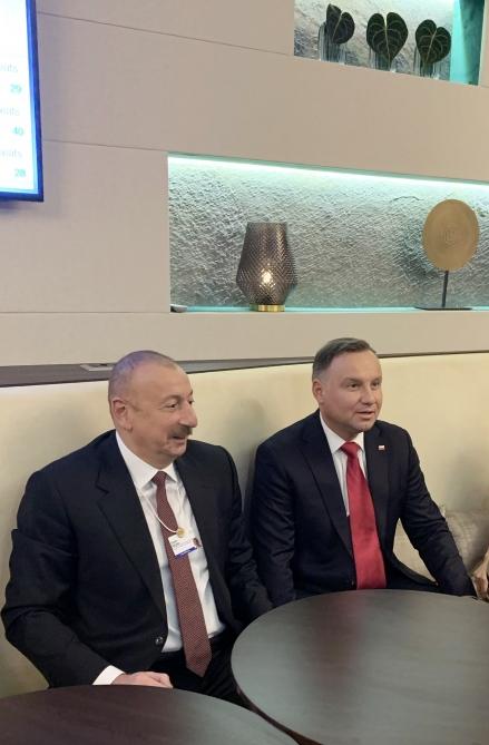 Azerbaijani president meets with Polish president in Davos (PHOTO)