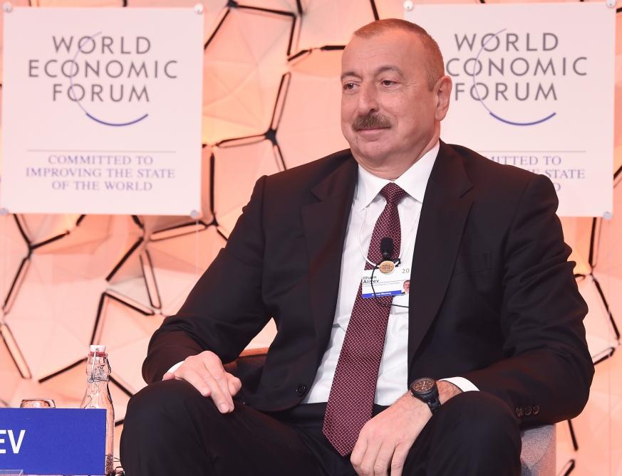 Azerbaijani president attends panel discussion on “Strategic Outlook: Eurasia” held as part of WEF (PHOTO)