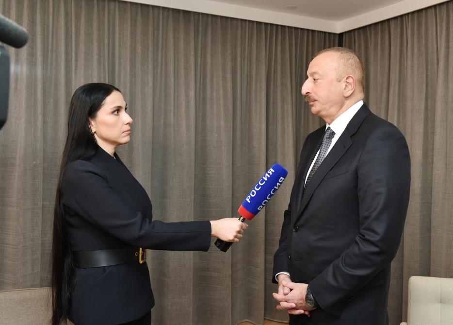 Президент  Ильхам Алиев в рамках Всемирного экономического форума в Давосе дал интервью российскому телеканалу «Россия-24» (ФОТО/ВИДЕО)