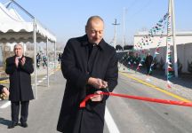 Президент Ильхам Алиев принял участие в открытии после реконструкции автомобильной дороги Пирили-Мурадхан-Сор-Сор (ФОТО)