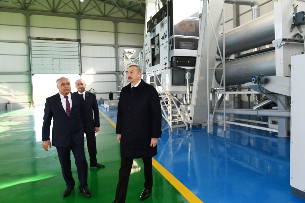 President Ilham Aliyev attends presentation of agropark owned by Global Agro LLC in Kurdamir