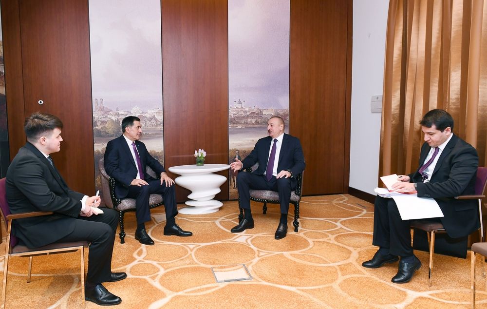Президент Ильхам Алиев встретился в Мюнхене с генсеком ШОС (ФОТО)