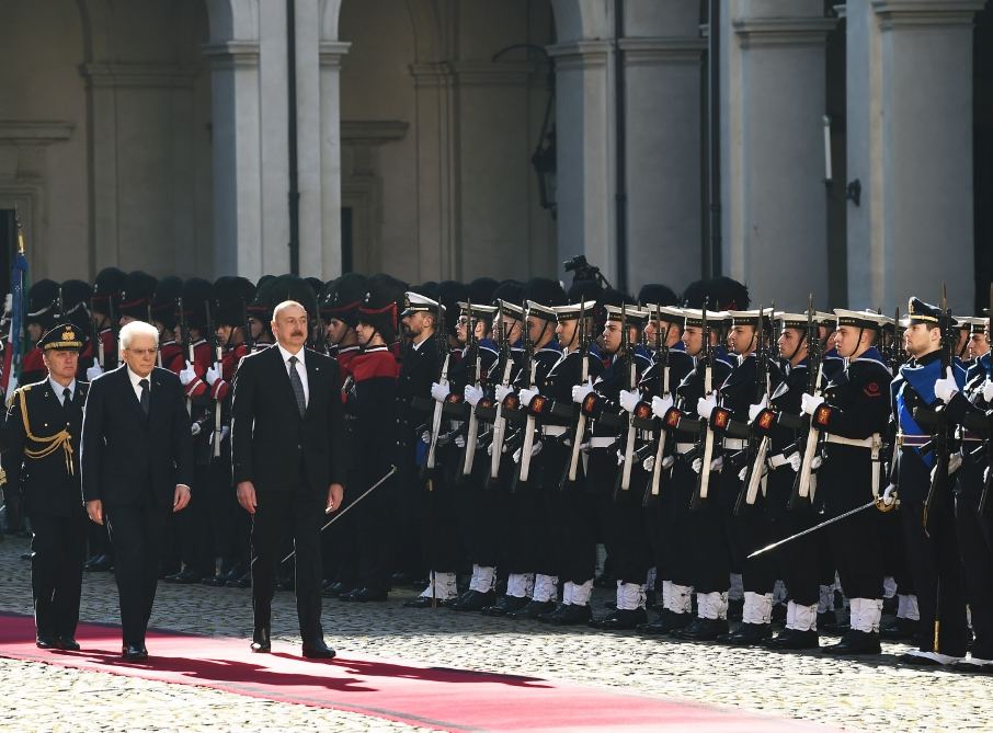 Prezident İlham Əliyevin Romada rəsmi qarşılanma mərasimi olub (FOTO/VİDEO)