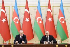 Президенты Азербайджана и Турции выступили с заявлениями для печати (ФОТО)