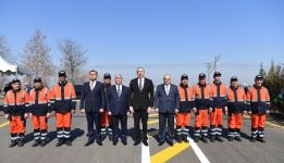 Azerbaijani president attends opening of newly reconstructed highway in Tovuz (PHOTO)