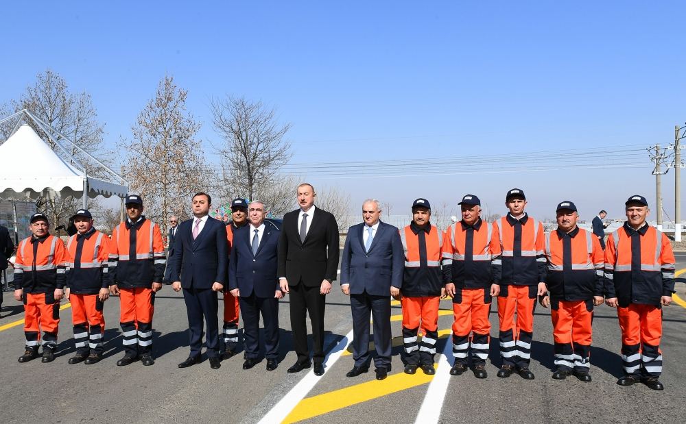 Президент Ильхам Алиев принял участие в открытии после реконструкции автодороги в Товузе (ФОТО)