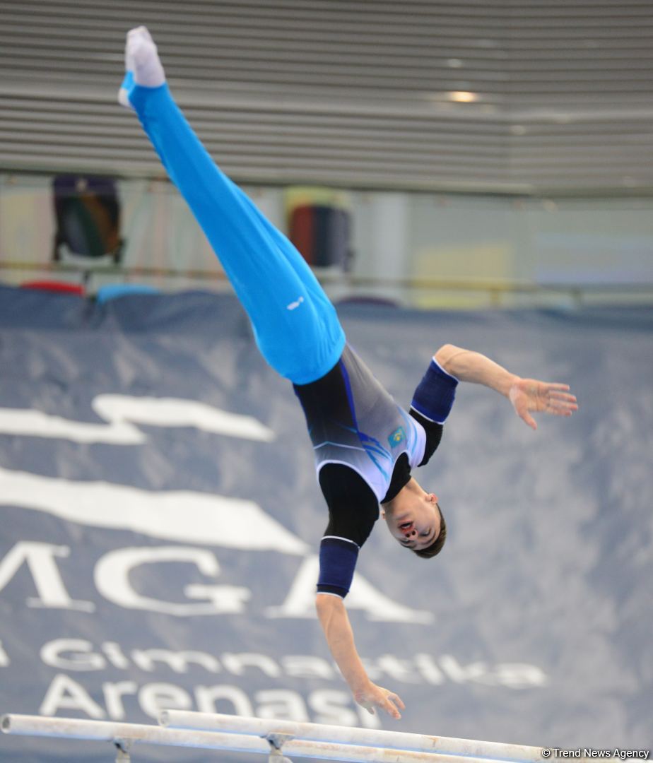Milli Gimnastika Arenasında idman gimnastikası üzrə FIG Dünya kubokunun iştirakçılarının podium məşqləri keçirilir (FOTOREPORTAJ)