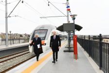 President Ilham Aliyev inaugurated Pirshaghi-Goradil-Novkhani-Sumgayit section of Absheron circular railway after renovation (PHOTO/VIDEO)