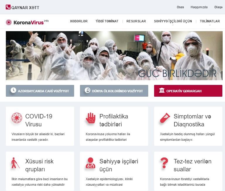 Azərbaycanda koronavirusla bağlı informasiya portalı istifadəyə verildi