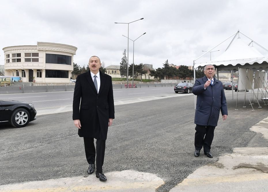 Azerbaijani president attends inauguration of pedestrian crossing at intersection of Moscow Avenue and 20 January Street (PHOTO)