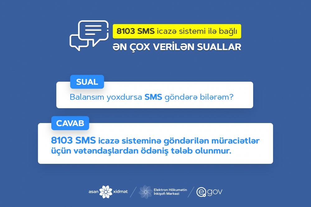 8103 SMS icazə sistemi ilə bağlı ən çox verilən sualların cavabları