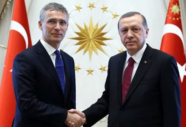 Turkish President Recep Tayyip Erdogan meets with NATO Secretary General