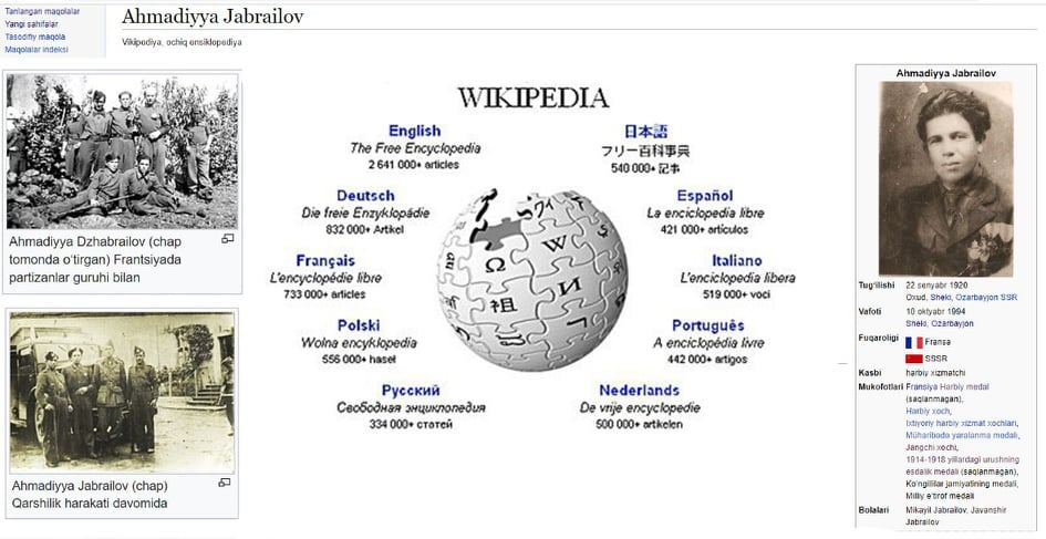 В Википедии создан раздел на узбекском языке об Ахмедие Джебраилове (ФОТО)