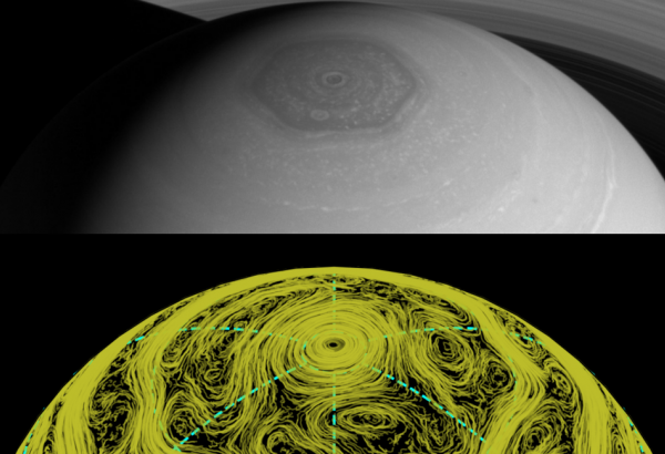 Модель показала устройство шестиугольного урагана на северном полюсе Сатурна