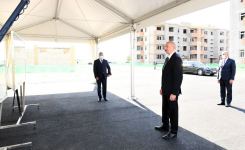 Azerbaijani president views construction of residential block built for IDPs in Samukh district (PHOTO)