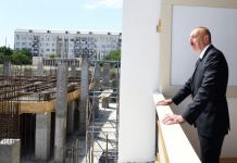 Президент Ильхам Алиев ознакомился со строительством Гянджинского дворца спорта (ФОТО/ВИДЕО)