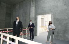 Azerbaijani president, first lady view construction of Ganja State Drama Theatre's new building