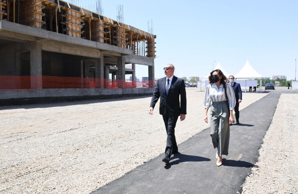 Azerbaijani president, first lady view construction of residential complex in Ganja (PHOTO)