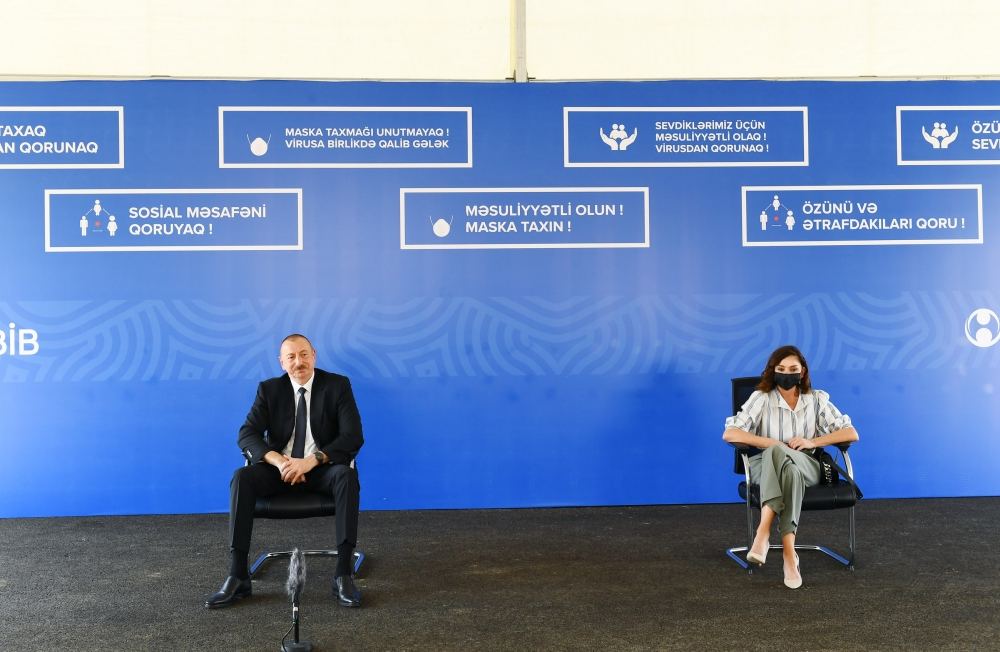 Azerbaijani president, first lady attend inauguration of modular hospital in Ganja (PHOTO)