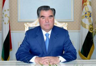 Tajikistan's President Emomali Rahmon congratulates President Ilham Aliyev