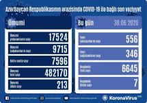 В Азербайджане выявлено 556 новых случаев инфицирования коронавирусом, вылечились 346, скончались 7 человек - Оперативный штаб