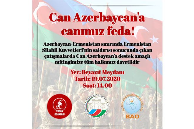 İstanbulda “Can Azərbaycana canımız fəda” adlı mitinq keçiriləcək