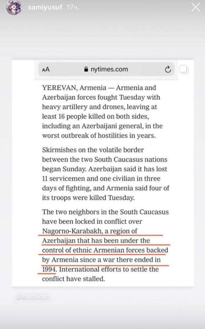 Всемирно известные исполнители поддержали Азербайджан против армянской агрессии (ВИДЕО, ФОТО)