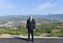 President Aliyev views reconstruction of part of Baku-Shamakhi-Mughanli-Ismayilli-Gabala highway