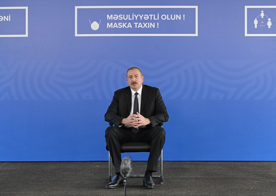 Azerbaijani president views conditions created at modular hospital in Shaki (PHOTO)