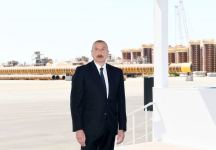 President Ilham Aliyev attends sail away of Garabagh field jacket (PHOTO/VIDEO)