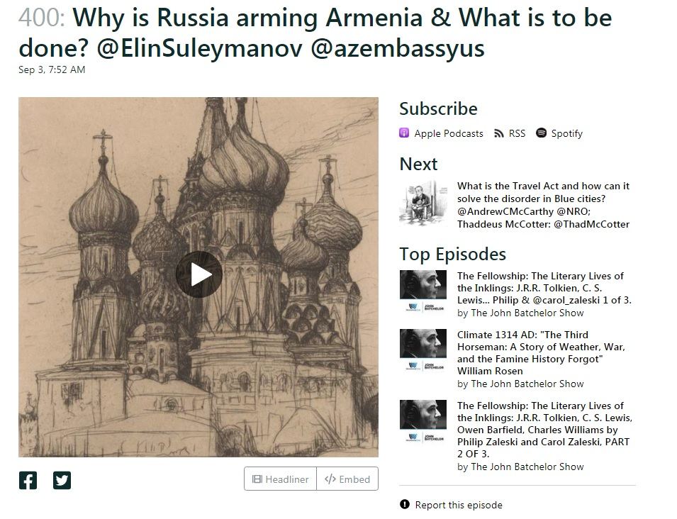 Rusiyadan Ermənistana hərbi yük daşımaları Amerikanın məşhur radio verilişində səsləndirilib