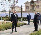 President Ilham Aliyev views conditions created in park named after Murtuza Mukhtarov in Amirjan (PHOTO)