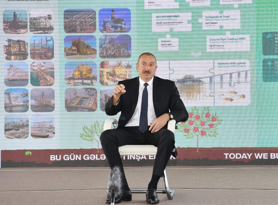 President Ilham Aliyev attends groundbreaking ceremony of Absheron field offshore operations (PHOTO)