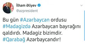 Chronicles of Victory (October 3, 2020): President Ilham Aliyev announces that Azerbaijani Army raised Azerbaijani flag in Madagiz