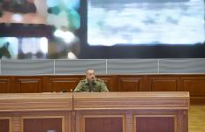 Operational meeting held under leadership of President, Commander-in-Chief Ilham Aliyev at Central Command Post of Ministry of Defense (PHOTO)