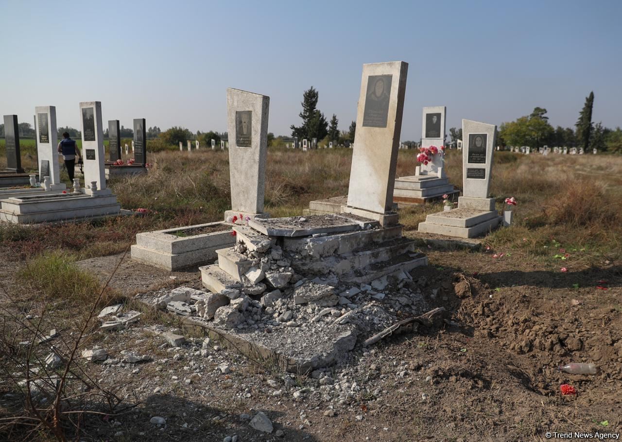 Armenian Armed Forces deliberately bombard cemetery in Azerbaijan's Aghdam (PHOTO)
