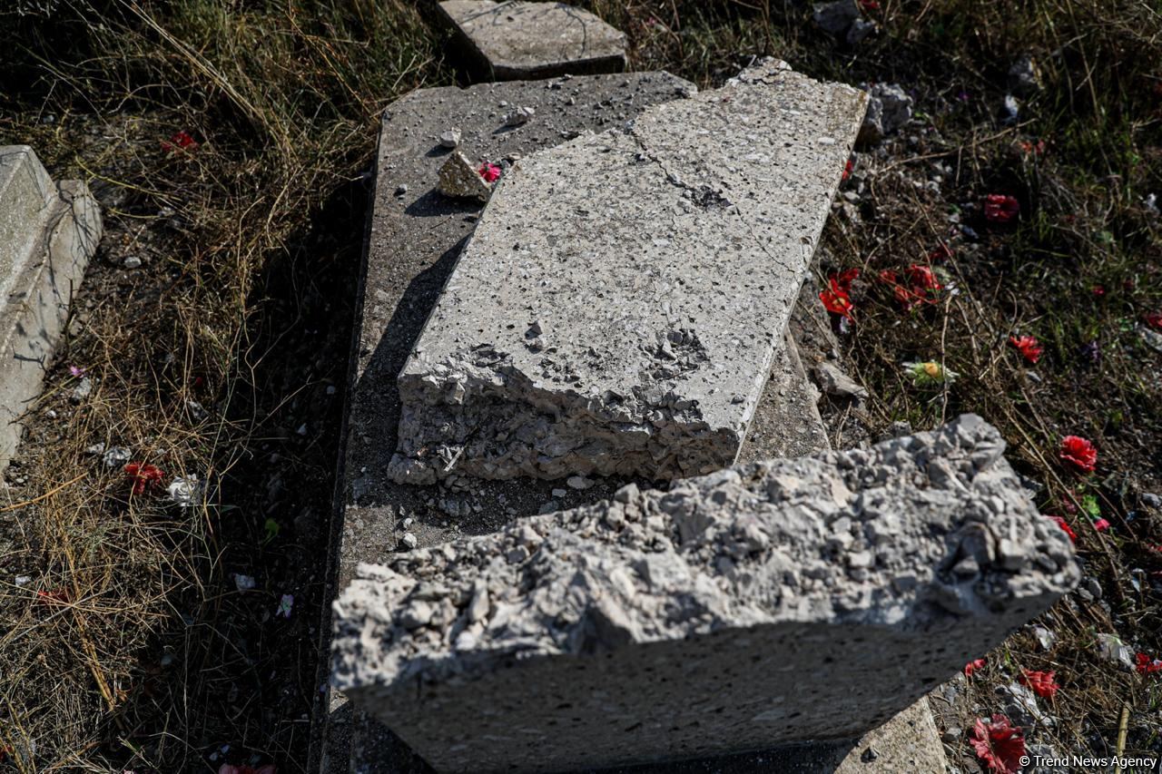 Armenian Armed Forces deliberately bombard cemetery in Azerbaijan's Aghdam (PHOTO)