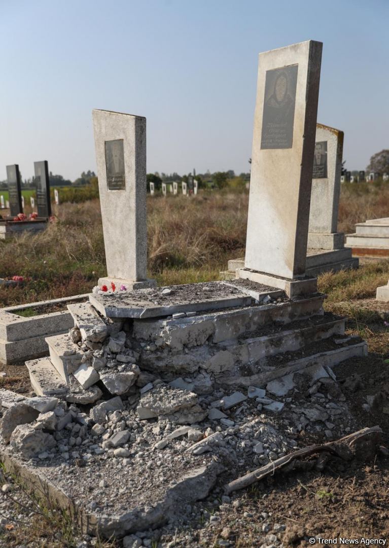 Armenian Armed Forces deliberately bombard cemetery in Azerbaijan's Aghdam (PHOTO)