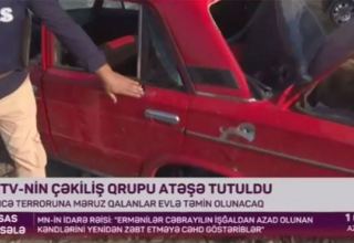 AzTV channel crew undergo fire from Armenian troops in Azerbaijan's Aghdam (VIDEO)
