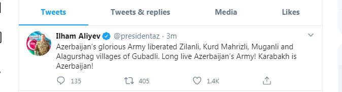 Azerbaijan liberates 4 Gubadli district villages from Armenia's occupation