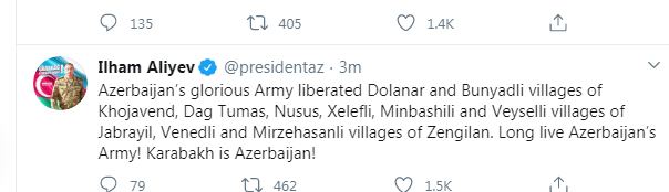 Azerbaijan's troops liberate villages in Khojavend, Jabrayil, Zangilan districts
