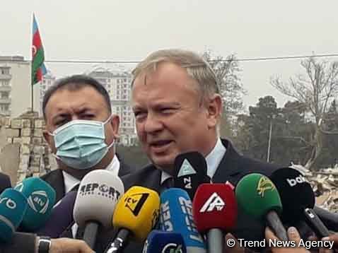 Belarusian ambassador arrives in Ganja to visit territories destroyed by Armenian attack (PHOTO)