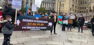Азербайджанцы, проживающие в Осло, провели акцию протеста перед зданием парламента (ФОТО)
