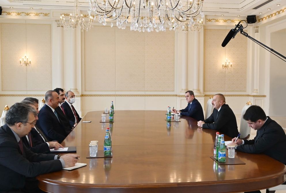 President Ilham Aliyev receives delegation led by Turkish Foreign Minister
