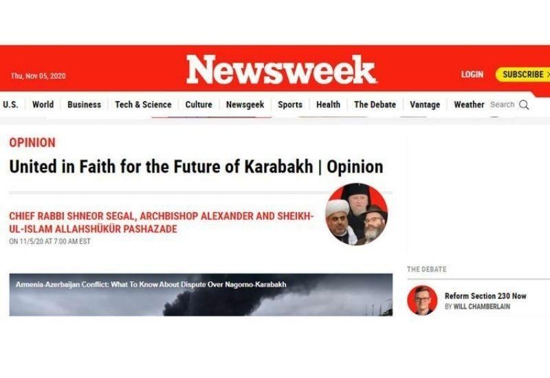 Azərbaycanın dini liderləri Qarabağdakı "dini qarşıdurma" ittihamlarına cavab verdilər - "Newsweek"in məqaləsi
